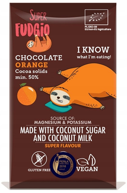 Czekolada pomarańczowa Super Fudgio na cukrze trzcinowym 80 g