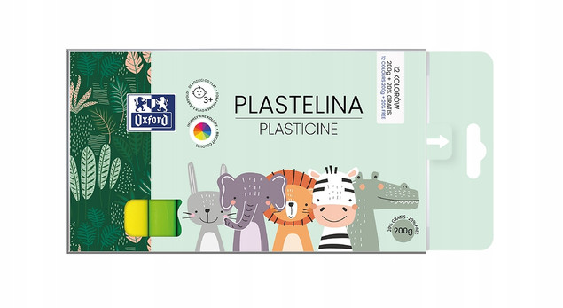 Plastelina Oxford Kids 12 Kolorów Miękka Elastyczna 100g