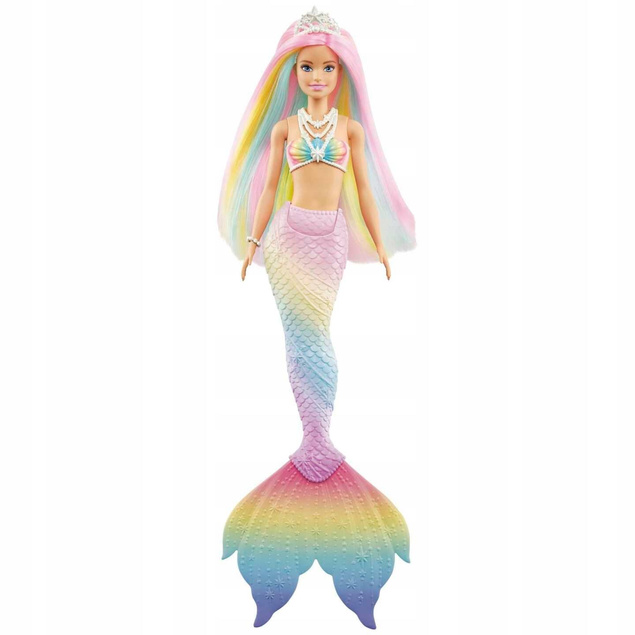 BARBIE DREAMTOPIA LALKA SYRENA TĘCZOWA PRZEMIANA