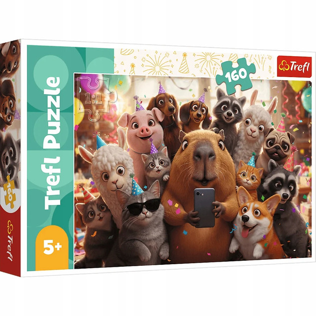 Puzzle Trefl 160 elementów Słodkie selfie – Zabawa ze Zwierzętami