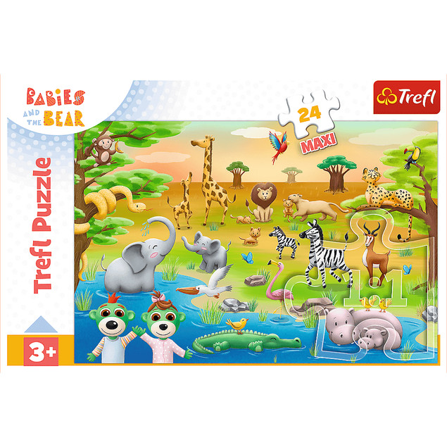 Puzzle Trefl 24 elementów Safari - Bobaski / KAZSTUDIO Bobaski i Miś