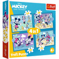 Puzzle 4w1 Trefl Myszka Miki Zabawne Zdarzenia Disney 34669 dla Dzieci