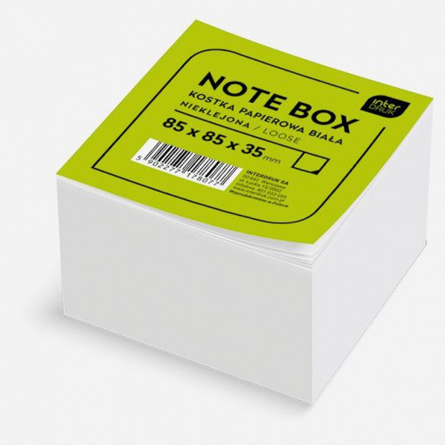 Kostka papierowa biała nieklejona Interdruk 85x85x35mm 350 karteczek