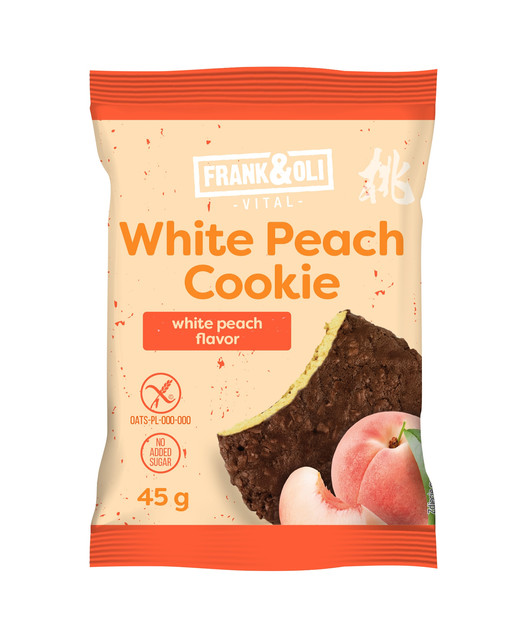 FRANK&OLI Ciastko Bezglutenowe Owsiane White Peach Cookie 45g | Bez Cukru