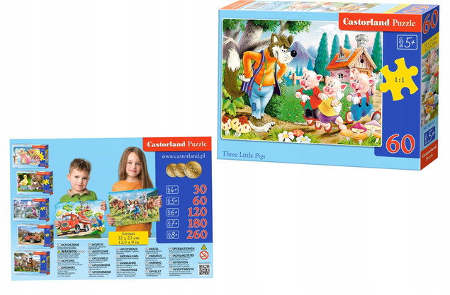 Puzzle 60 Układanka Bajka TRZY ŚWINKI Wilk Castorland