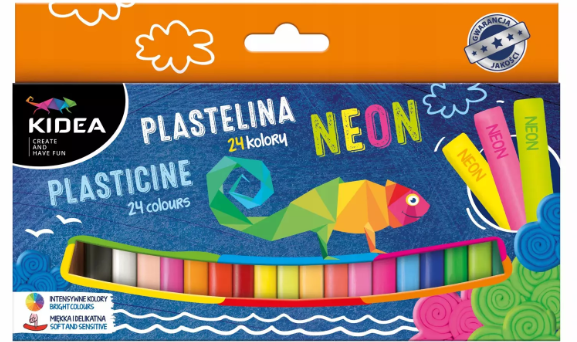 KIDEA PLASTELINA SZKOLNA 24 NEONOWE + 24 PASTELOWE