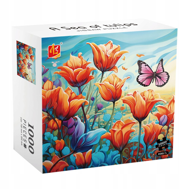 Puzzle Askato 1000 el. Tulipany i Motyl – Koncentracja i Relaks 70x50 cm