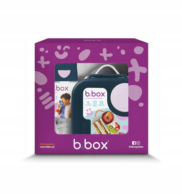 B.box Zestaw Butelka Tritanowa 450ml ze Słomką + Mini Lunchbox Indigo Rose