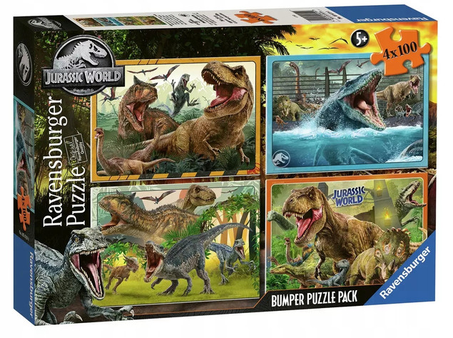 Puzzle 4x100 Jurassic World Bumper Pack Ravensburger Dinozaury
