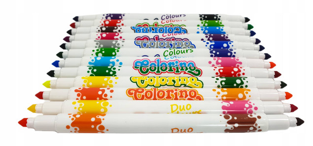 Mazaki Pisaki Flamastry Dwustronne 12 Sztuki 24 Kolory Colorino 32353