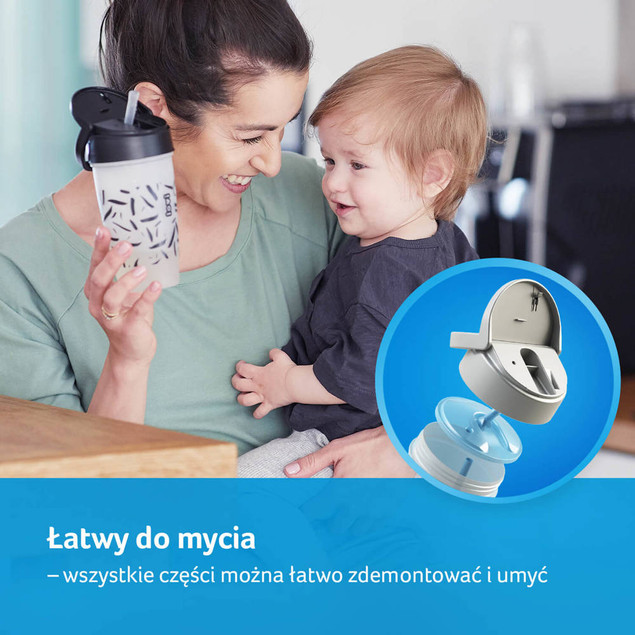  Kubek ze słomką LOVI Freestyle 250ml Salt&Pepper