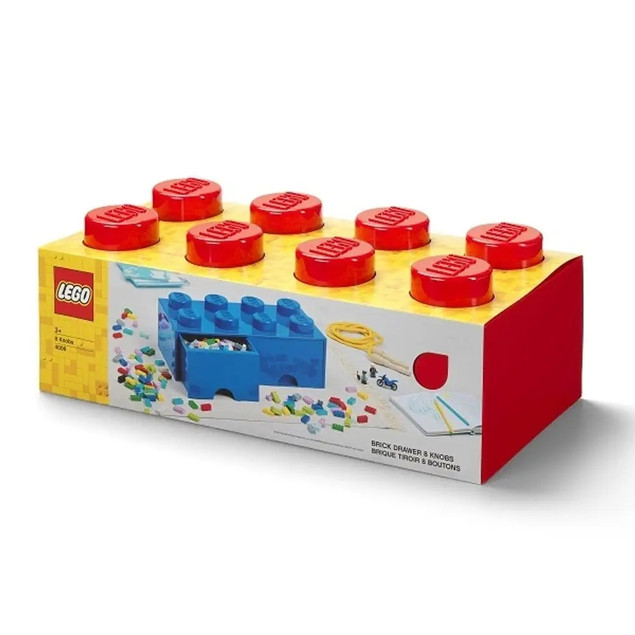 Pojemnik LEGO Czerwony Klocek 8 z 2 Szufladami 50x25x18 cm Organizer na Klocki