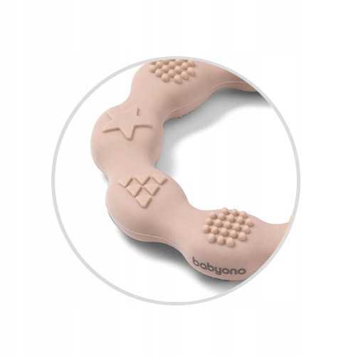 Babyono Gryzak silikonowy Ring z wypustkami beżowy 0m+