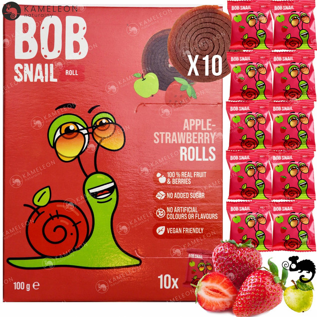 Rollsy Owocowe Jabłko Truskawka Bez Cukru 100g Bob Snail