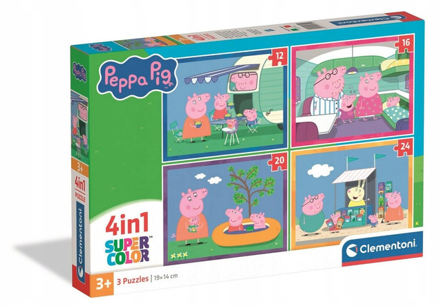 Clementoni Puzzle 4w1 Peppa Pig Świnka Peppa 21751 dla dzieci od 3 lat