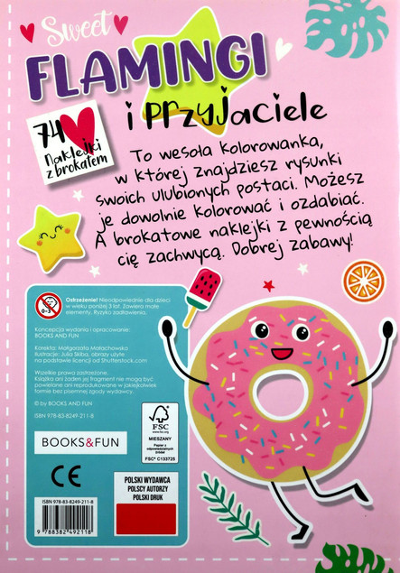 Kolorowanka Flamingi i Przyjaciele + Naklejki Z Brokatem BooksAndFun
