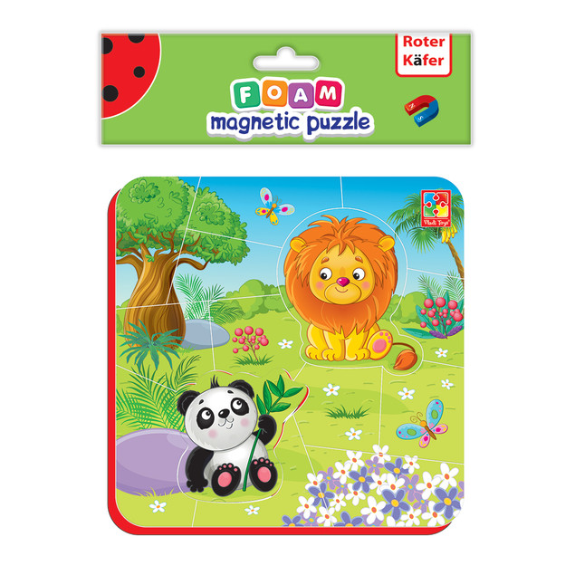 Roter Kafer Miękkie Puzzle Magnetyczne Lew i Panda 14 elementów