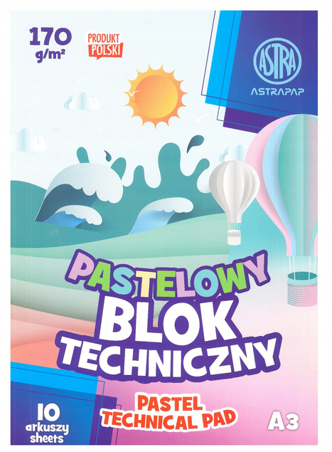 Blok Techniczny PASTELOWY Dla Dzieci Szkoła Plastyka A3 10k 170g Astra