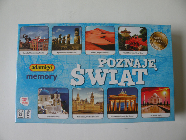 Gra Planszowa Memory Poznaję Świat Adamigo - Gra Pamięciowa dla Dzieci