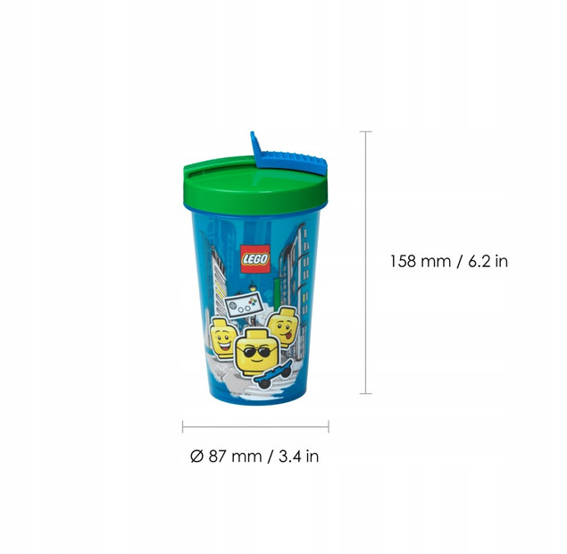 Kubek LEGO ze Słomką 500 ml - Szczelny Bidon Dziecięcy