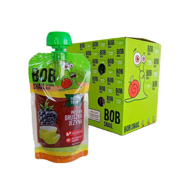 Mus owocowy 100% owoców bez dodatku cukru BOB SNAIL Gruszka Jeżyna 10х120 g