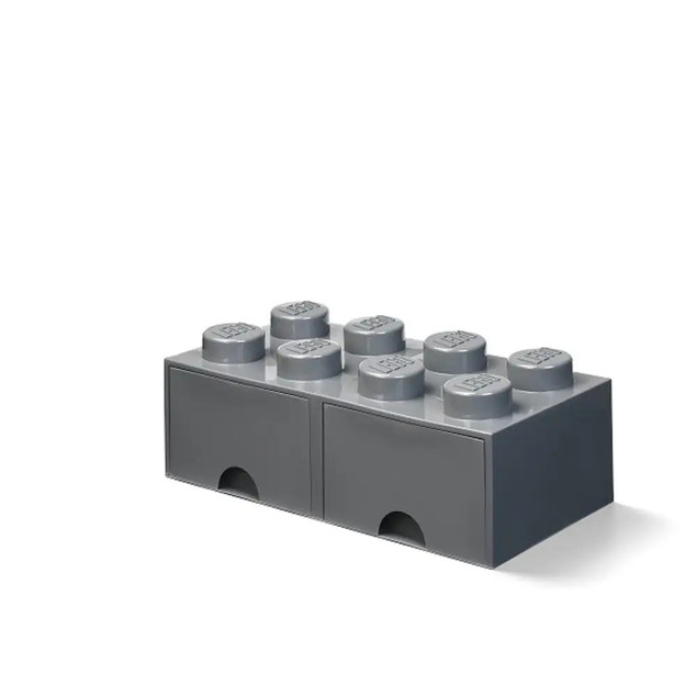 LEGO Pojemnik Klocek 8 z 2 Szufladami Szary Organizer