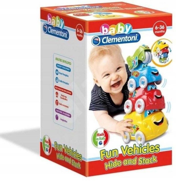 Wieża Z Autek Piramida Sensoryczna 4 Samochodziki 10M+ Clementoni