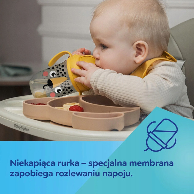 CANPOL Kubek Niekapek z Rurką i Odważnikiem 270ml PANDA BabiesBoo 6M+