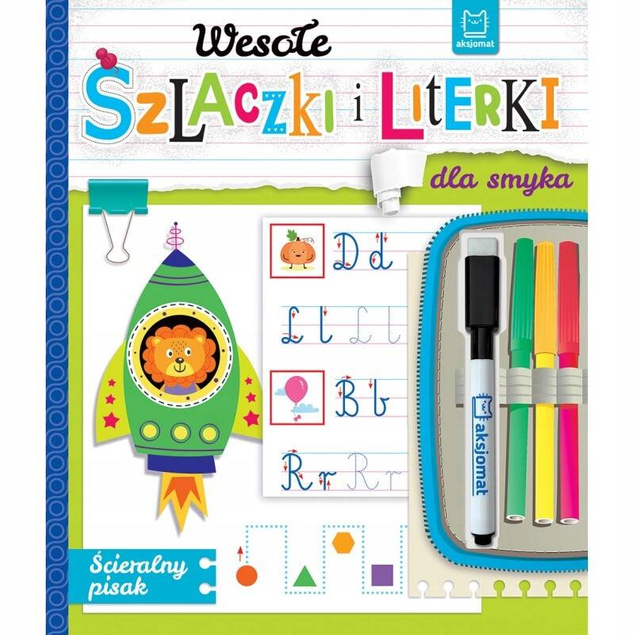 Wesołe Szlaczki i Literki Dla Smyka + Ścieralny Pisak 4+ Aksjomat 3999