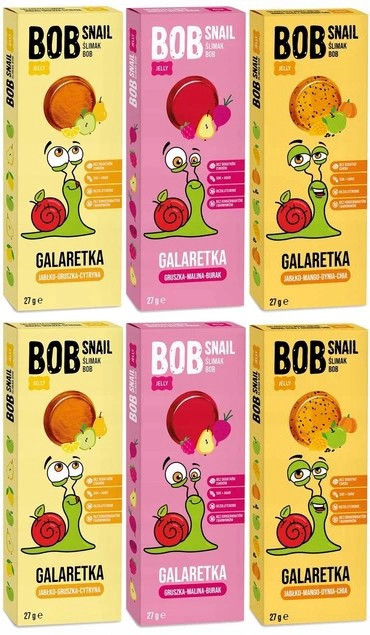 BOB SNAIL Jellies Galaretka ZESTAW 6x 27g MIX SMAKÓW Dla Dzieci Bez Cukru