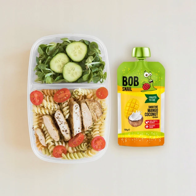 Mus owocowy 100% owoców bez dodatku cukru BOB SNAIL Mango Kokos 10х120g_4