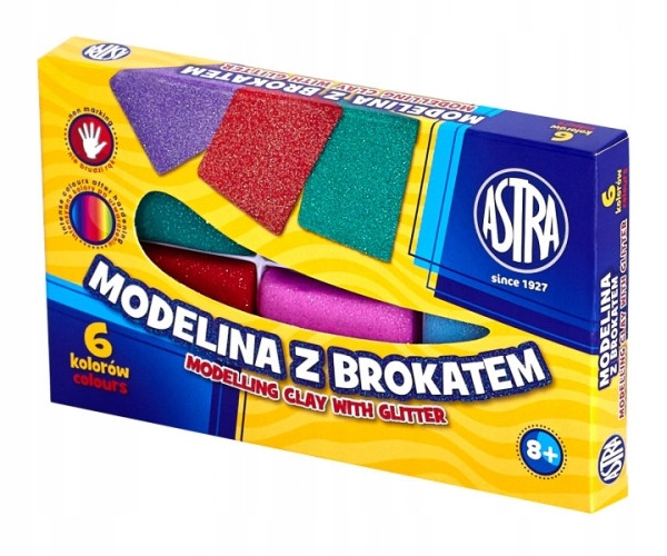 Modelina brokatowa dla dzieci 6 kolorów - Astra