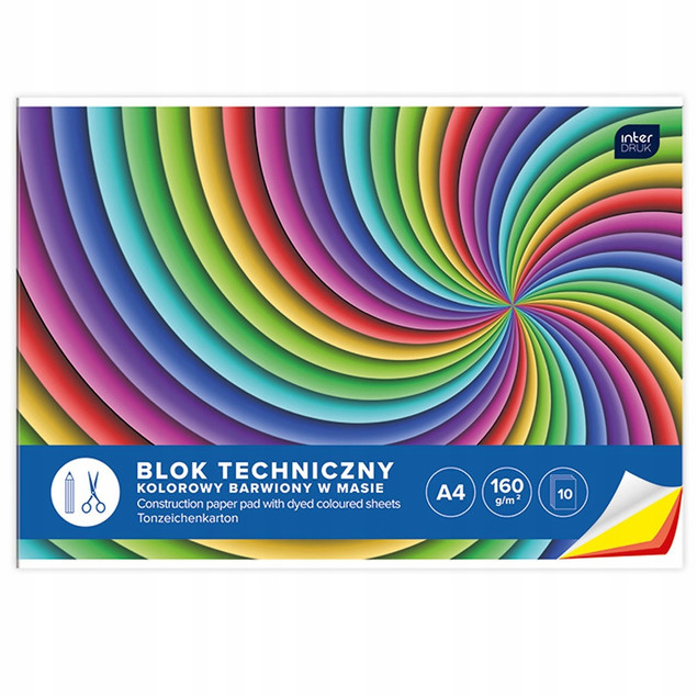 2 szt. x blok techniczny kolorowy INTERDRUK A4 10 ark. 160g