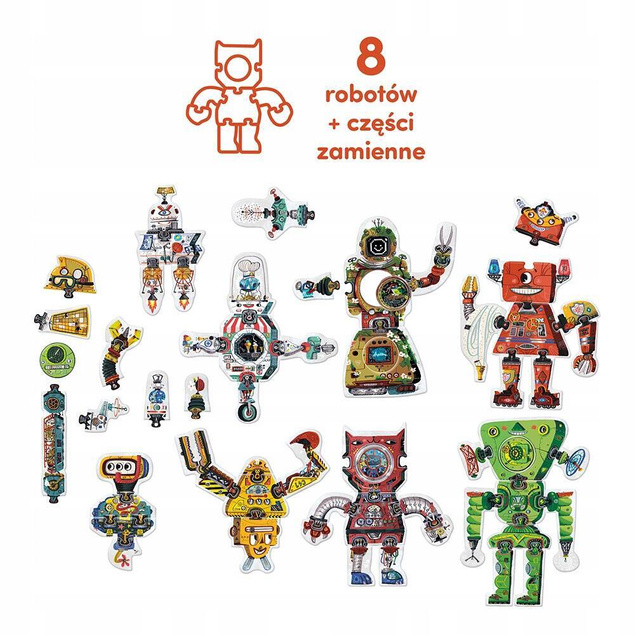 Puzzle Kreatywne Robot Lab 8 Układanek 63el. 3+ CzuCzu OUTLET