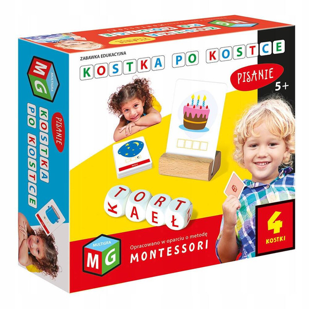Montessori Kostka Po Kostce PISANIE 4 Kostek Zabawka Edukacyjna 5+ Multigra