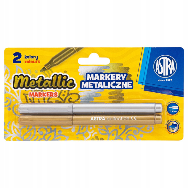 Markery Metaliczne Złoty I Srebrny Dekoracyjne 1-2mm 2 szt. Astra
