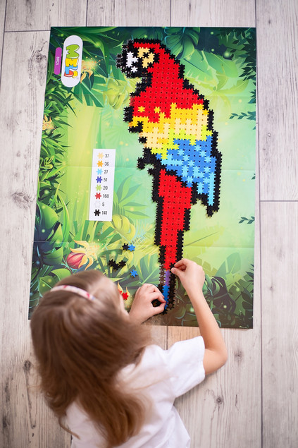 KLOCKI KONSTRUKCYJNE MELI MINIS BIRDS 2W1 Puzzle Mozaika 500 el. PAPUGA PTAK