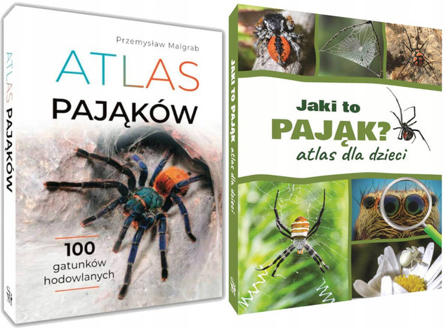 Zestaw książek o pająkach dla dzieci: Jaki to pająk? i Atlas hodowlany