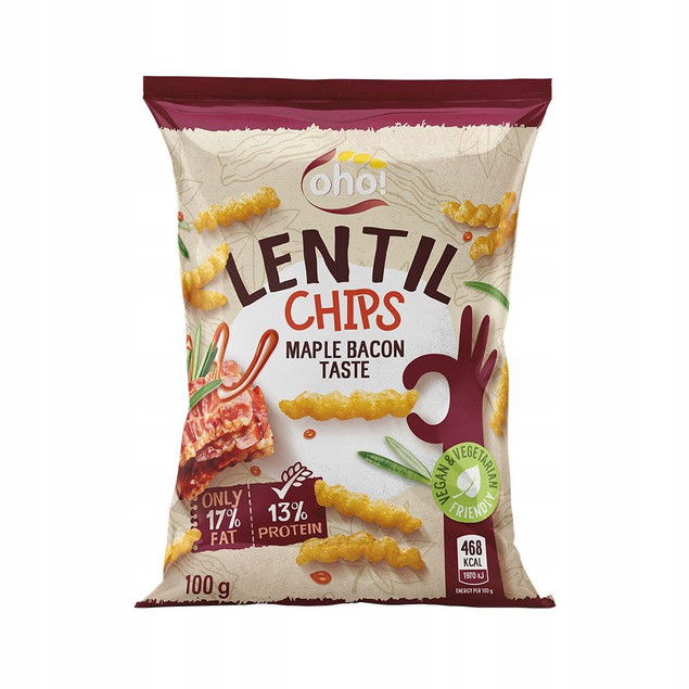 Chrupki z czerwonej soczewicy bekonowe 100g Oho!