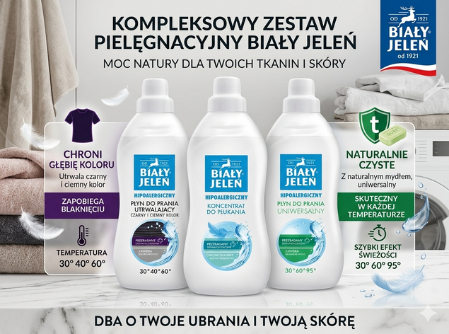 Płyn Do Prania CZARNEGO Hipoalergiczny KONCENTRAT Do Płukania BIAŁY JELEŃ