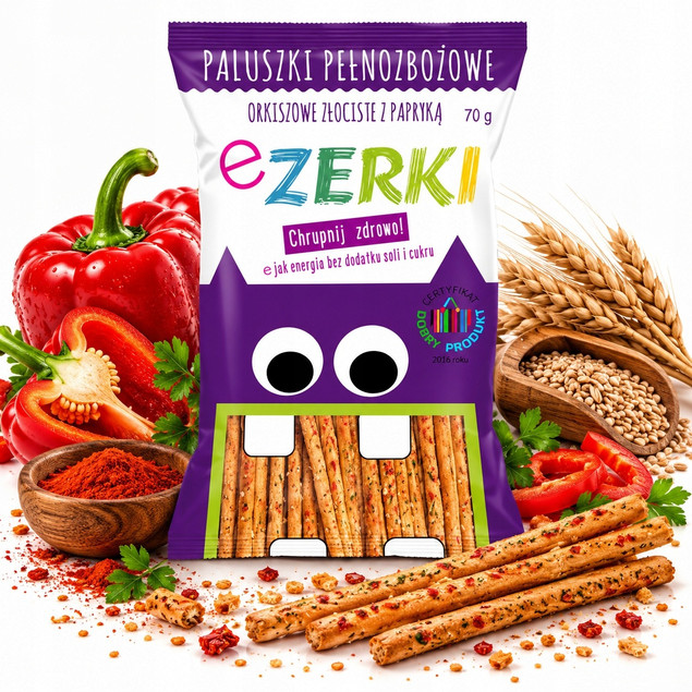 EZERKI paluszki orkiszowe złociste z papryką