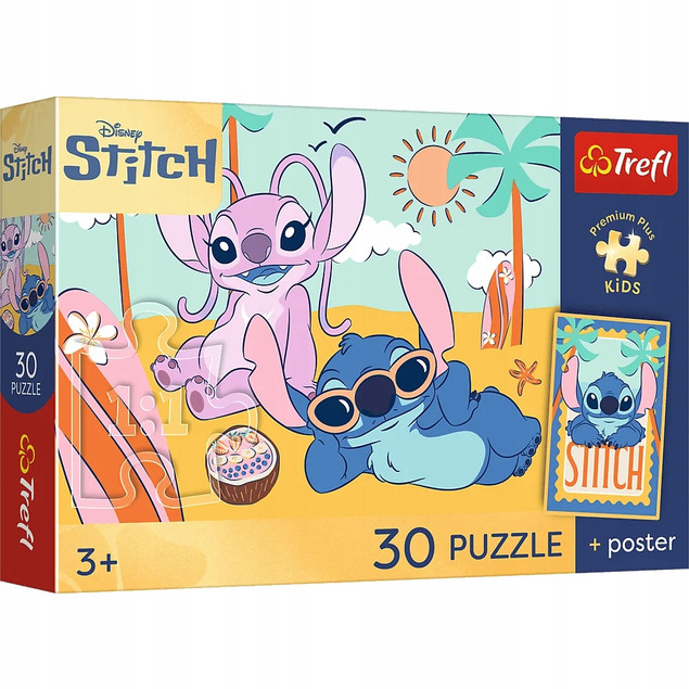 Trefl Puzzle Lilo & Stitch: Uśmiech Stitcha 30 el. + Plakat Kolekcjonerski