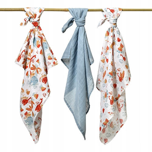 BABYONO PIELUCHY PIELUSZKI MUŚLINOWE 100% BAWEŁNA SOFT 70x70cm 3szt 348/07