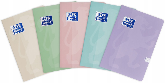 Zeszyt Oxford Touch Pastel A5 kratka z marginesem 5 szt.
