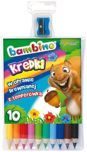 Kredki Ołówkowe BAMBINO Jumbo Grube 10 Kolorów z Temperówką