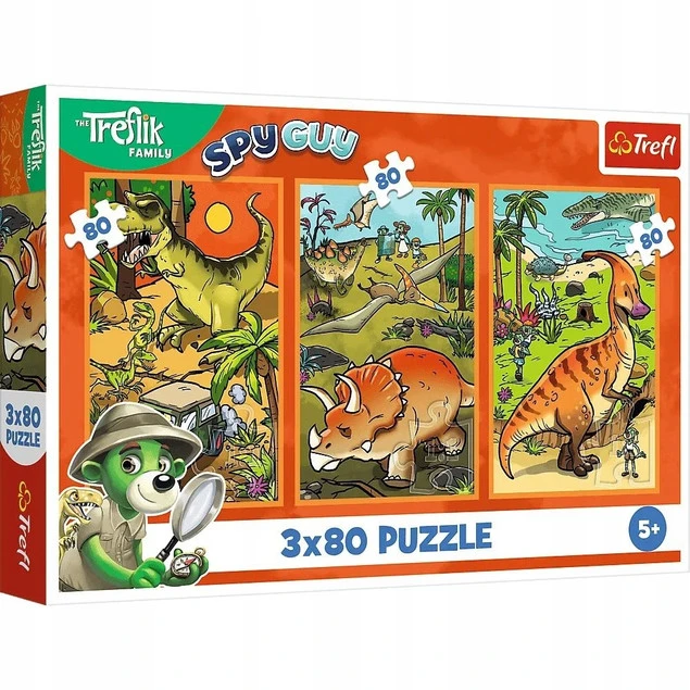 Puzzle 3x80 Trefliki w Świecie Dinozaurów Trefl