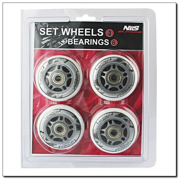 PU 70x24 BIAŁE 82A (4 SZT) + ABEC-7 (8 SZT) ZESTAW NILS EXTREME