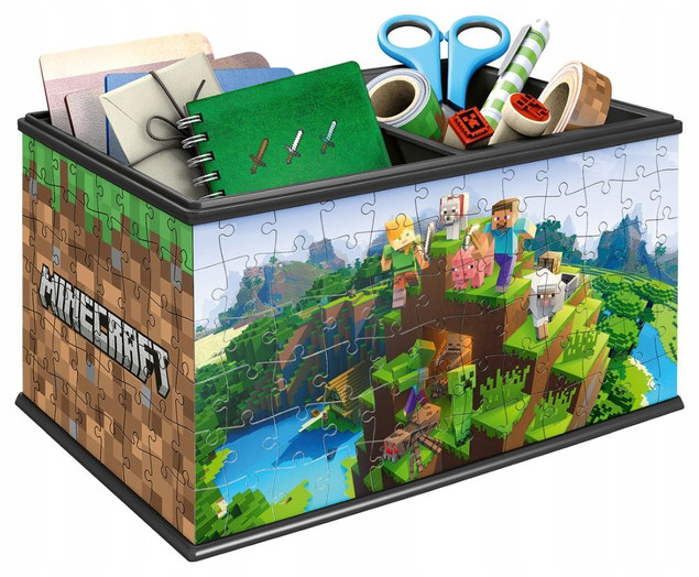 Puzzle 3D 216 elementów. Szkatułka Minecraft Ravensburger