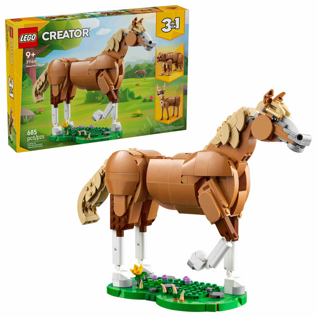 LEGO Creator 3 w 1 31166 Piękny Koń | Zestaw Zwierząt Ruchome Figurki