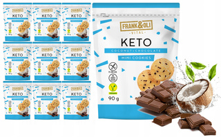 FRANK&OLI Keto Mini Ciasteczka KOKOS CZEKOLADA Bez Cukru 90g x9